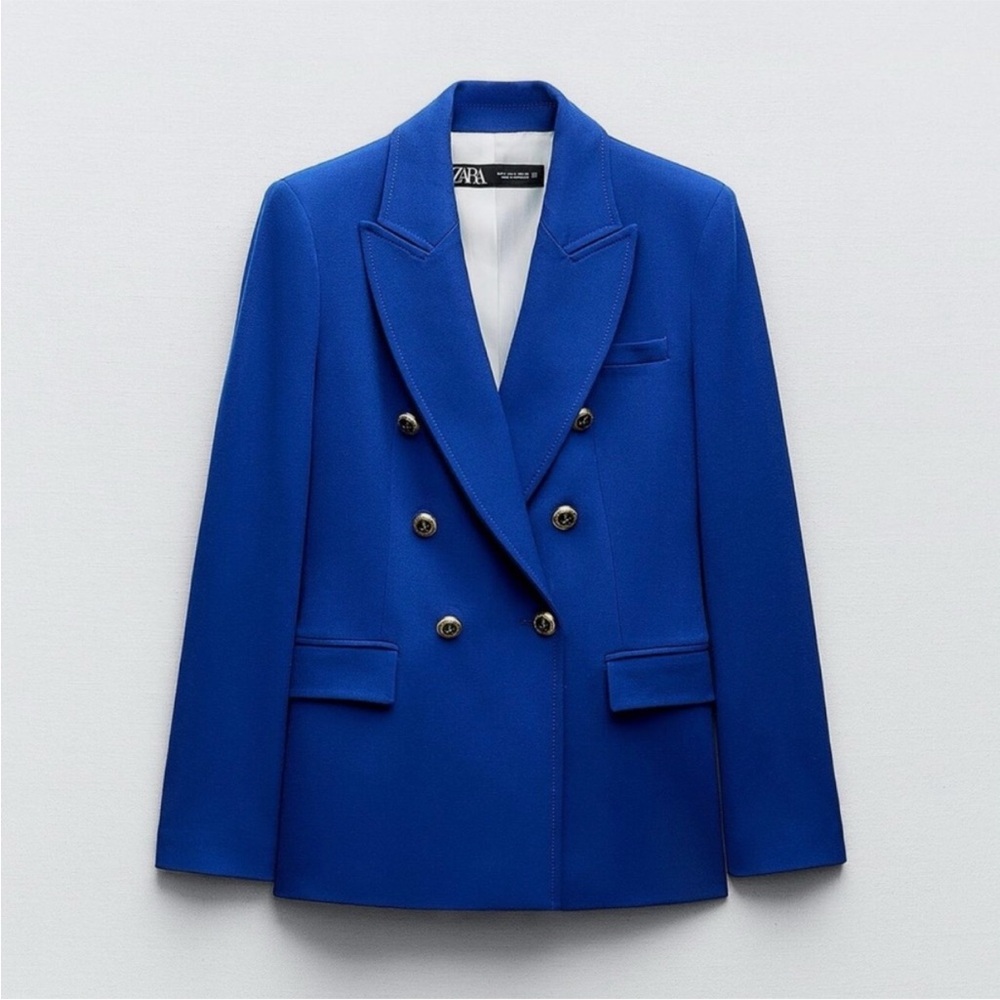 Zara Double-Breasted Royal Blue Blazer